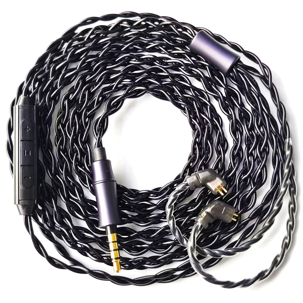 IEM Upgrade Cable, 16 Core Silver Plated Earphone Upgraded Cords, QDC-C Pin 1.5m in Ear Monitor Cable for KZ ZS10 ZSN PRO AS16 CCA CRA C12(Recessed 2pin 3.5mm 4.9ft) Black