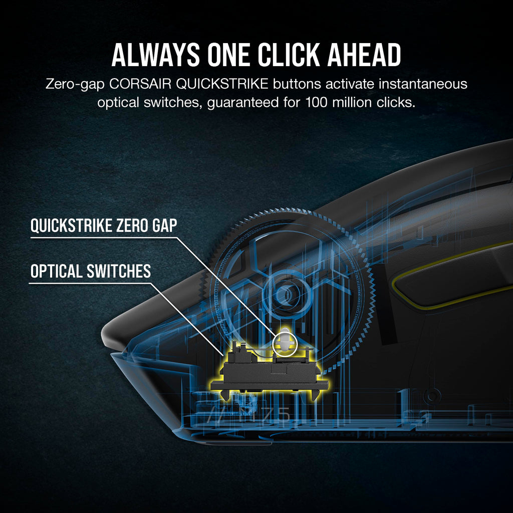 Corsair M75 Wireless Gaming Mouse - 26,000 DPI, Lightweight FPS Design, Swappable Side Buttons, iCUE Compatible, Black