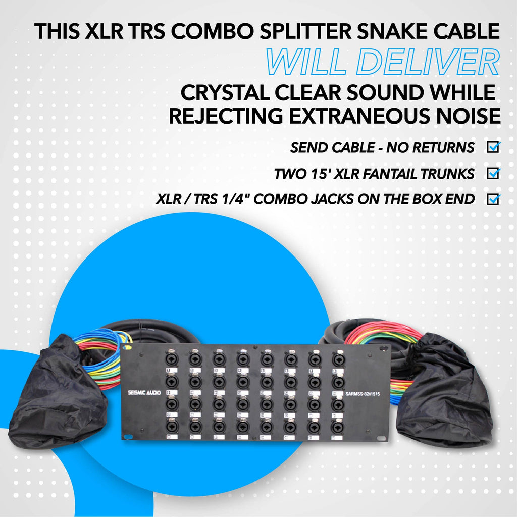 Seismic Audio SARMSS-16x515 Rackmount 16-Kanal XLR TRS Kombi Splitter Snake Kabel – 1,5 m & 4,5 m XLR-Kabelstränge