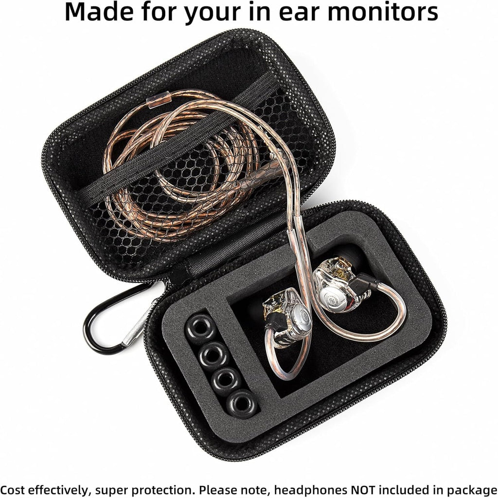KZ ZS10 Pro IEM 入耳式监听器盒，带登山扣的 CCZ ZC02 耳机盒，适用于 CCA CRA、Shure SE215、Moondrop Chu、CCZ Melody、KBEAR KS1 的 EVA 旅行收纳包