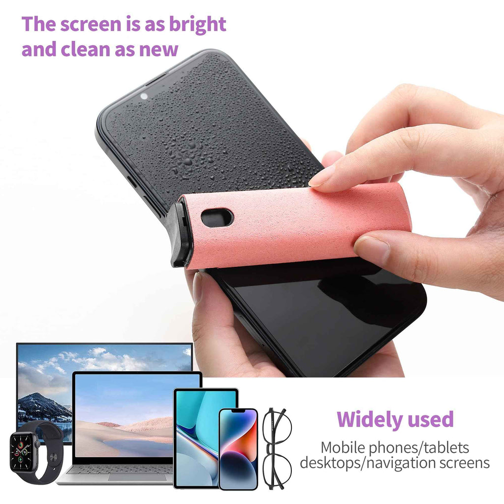 CUIUD Touchscreen Screen Cleaner Kit 2 Pcs, Phone, Tablet and Car Screen Cleaner, Two in One Spray and Microfiber Cloth(Grey&Pink)