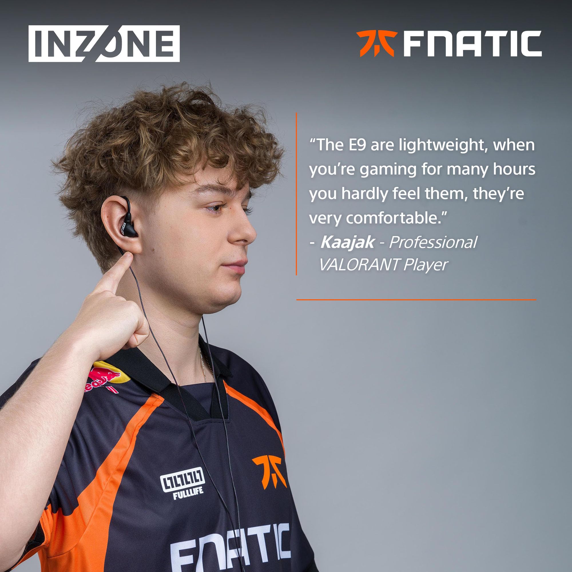Sony INZONE E9 Wired in-Ear Monitor for Gaming, Tuned for FPS Games, Sound Isolating Earbuds, Comfortable Fit, Low Profile Design, 360 Spatial Sound, Case Included, Developed with Fnatic, Black