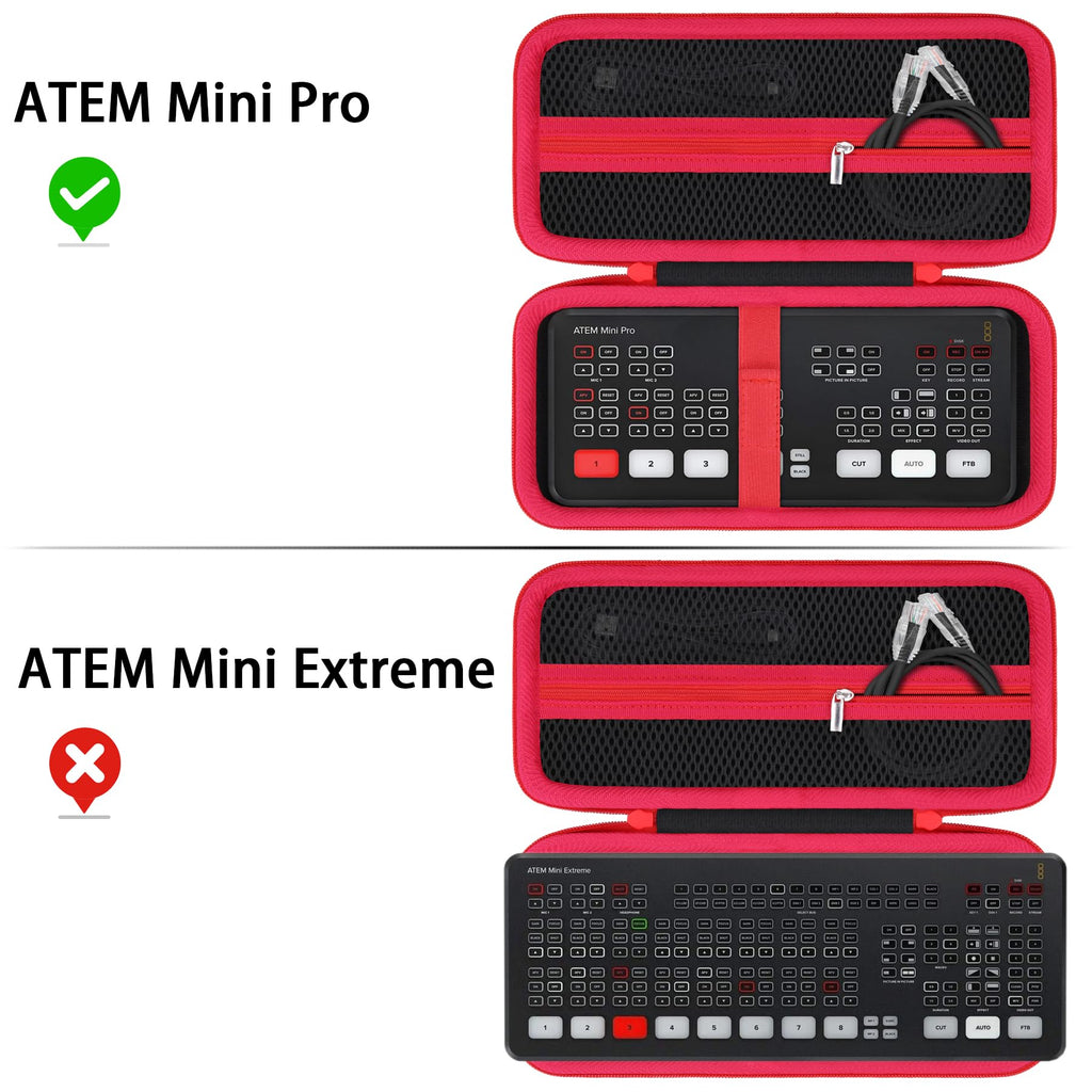 حافظة صلبة متينة co2CREA متوافقة مع Blackmagic Design ATEM Mini Extreme و ATEM Mini Extreme ISO، حافظة تخزين واقية لمبدل ATEM HDMI لمزج الفيديو والبث المباشر