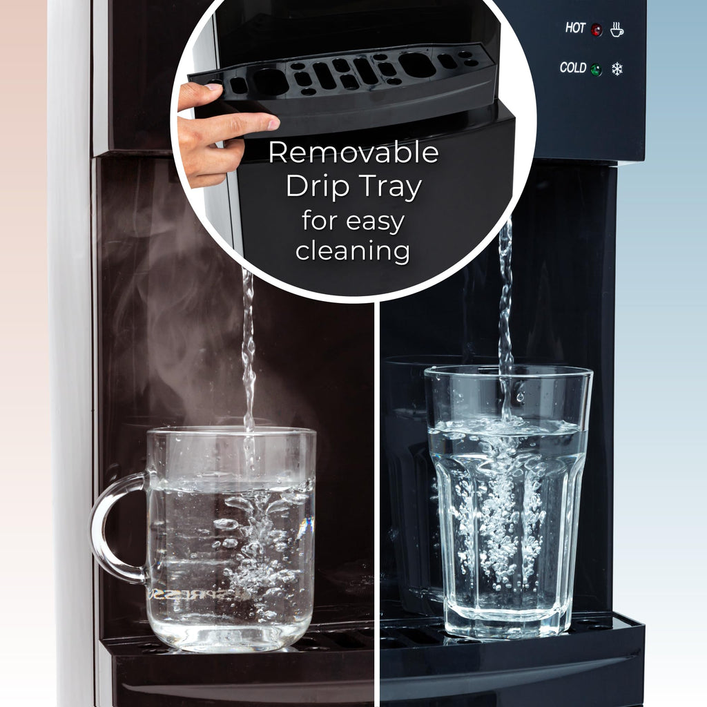 Igloo Top Loading Water Cooler with Removable Drip Tray & Energy-Saving Features- Water Tower with Hot & Cold Temperature Settings- Water Dispenser Fits 3 & 5-Gallon Jugs with Child Safety Lock- White
