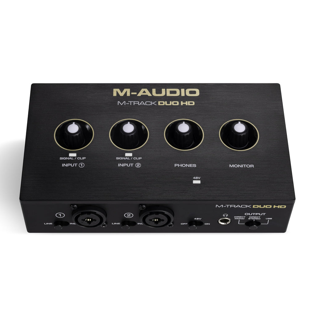 M-AUDIO M-Track Duo USB Audio Interface zum Aufnehmen, Streamen und Podcasting mit zwei XLR-, Line- und DI-Eingängen sowie einer Software-Suite