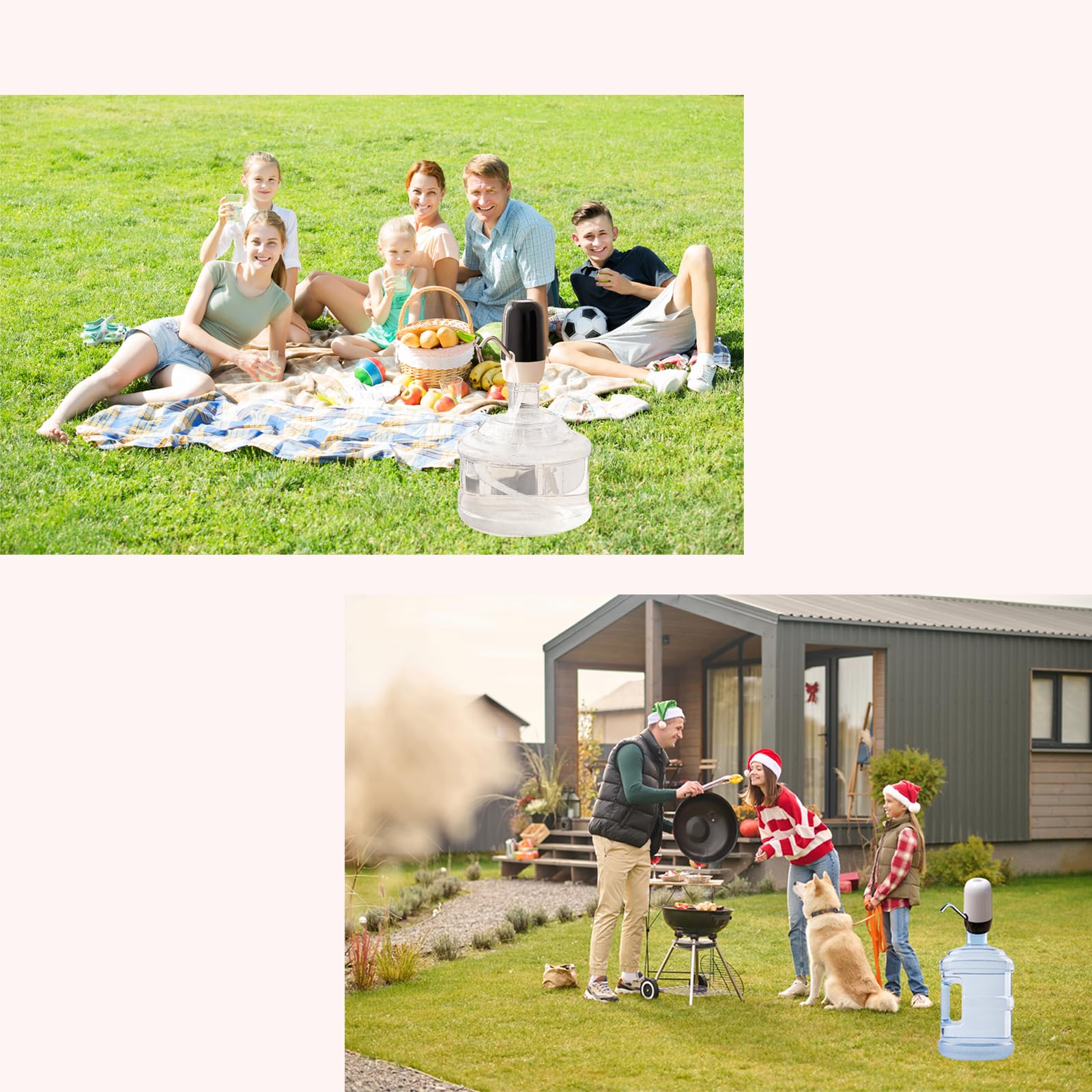 Echte Dual-Wasserpumpe 5 Gallonen Wasserspender, tragbarer Wasserkrug mit hoher Batteriekapazität, USB-Ladefunktion, einfach zu bedienender Wasserspender für 5-Gallonen-Flaschen Camping
