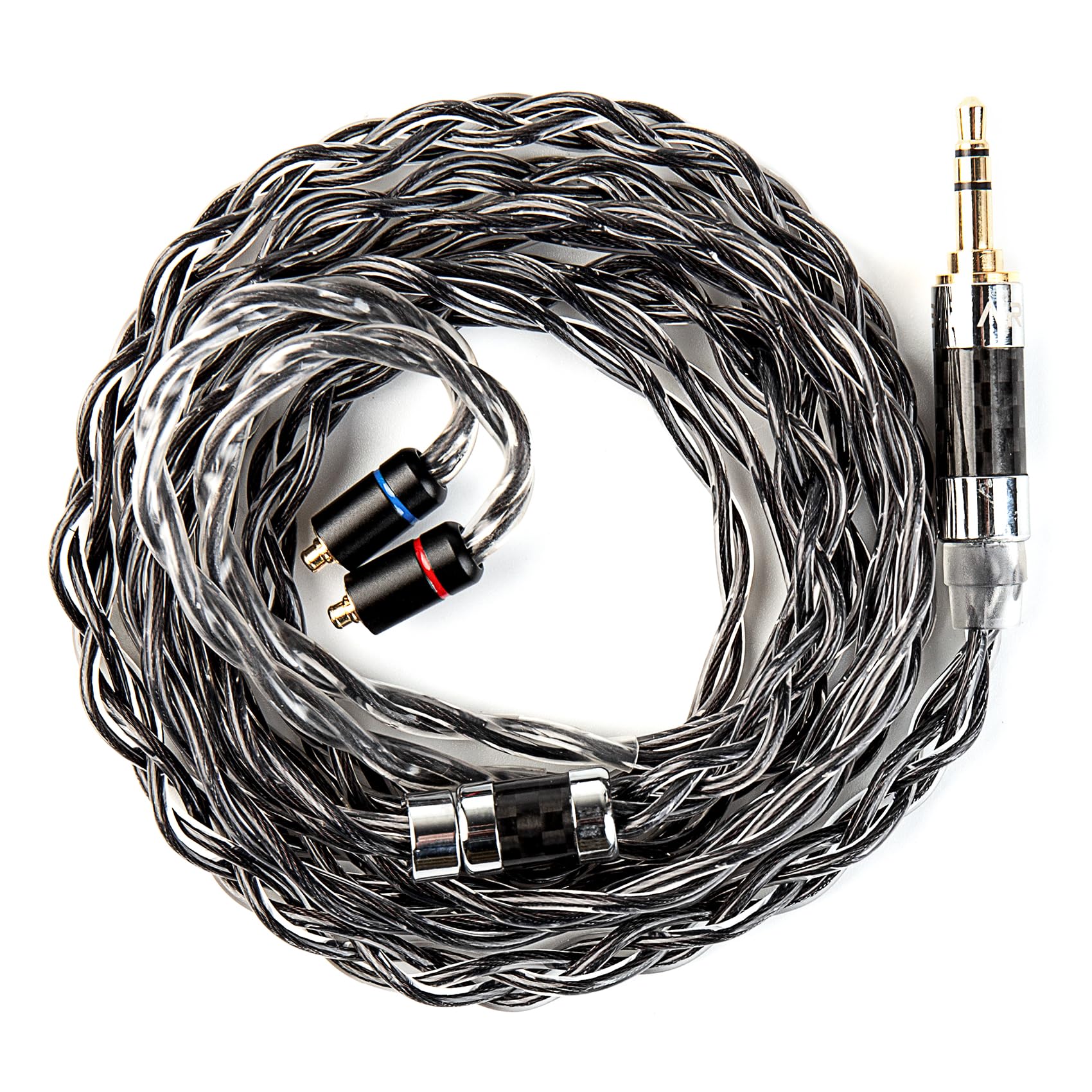KBEAR P34 IEM Cable, 5N 2-Strands 98-Core OFC Silver-Plated HiFi Earphone Upgrade 2Pin Cable, Interchangeable 3.5mm/4.4mm Plug, in Ear Monitors Headphones Replacement Wire for Audiophile Musician