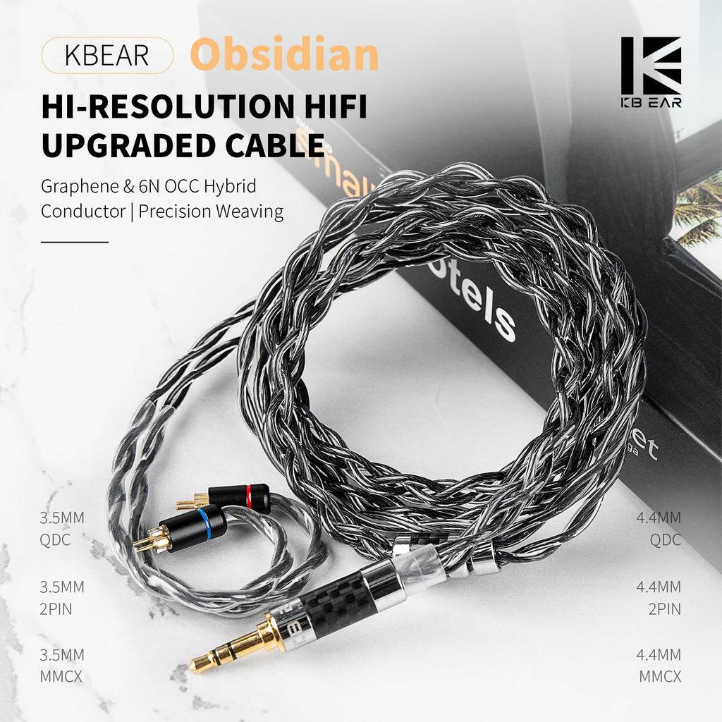 KBEAR P34 IEM Cable, 5N 2-Strands 98-Core OFC Silver-Plated HiFi Earphone Upgrade 2Pin Cable, Interchangeable 3.5mm/4.4mm Plug, in Ear Monitors Headphones Replacement Wire for Audiophile Musician