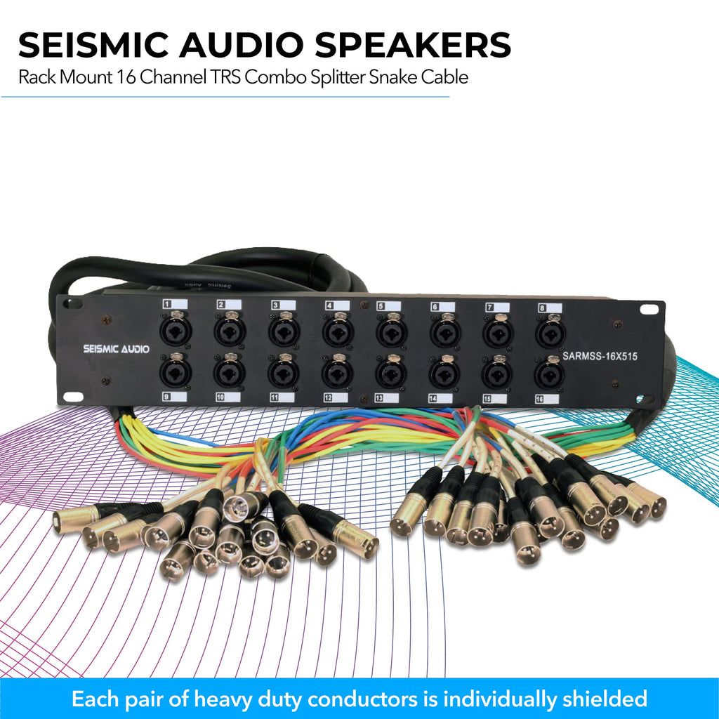 Seismic Audio SARMSS-16x515 Rackmount 16-Kanal XLR TRS Kombi Splitter Snake Kabel – 1,5 m & 4,5 m XLR-Kabelstränge