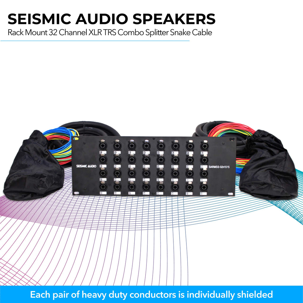 Seismic Audio SARMSS-16x515 Rackmount 16-Kanal XLR TRS Kombi Splitter Snake Kabel – 1,5 m & 4,5 m XLR-Kabelstränge