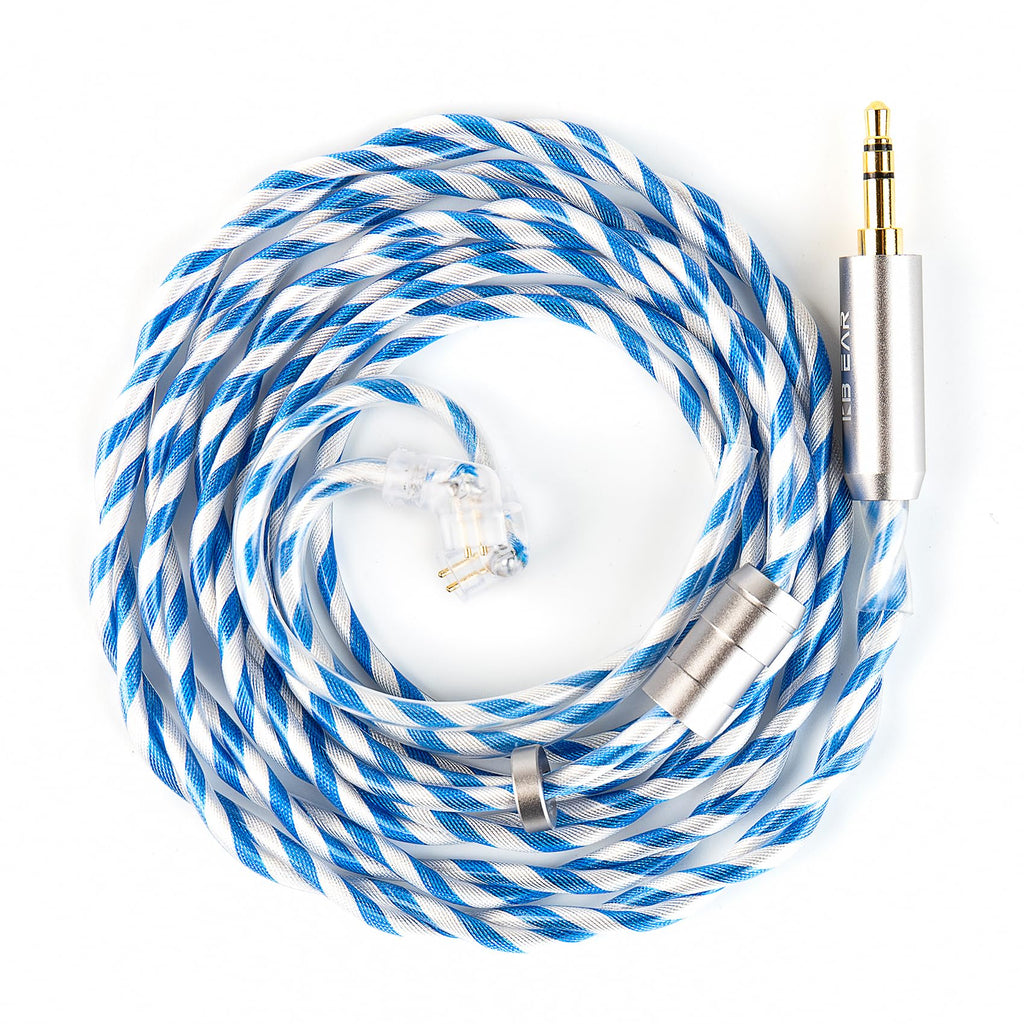 KBEAR P34 IEM Cable, 5N 2-Strands 98-Core OFC Silver-Plated HiFi Earphone Upgrade 2Pin Cable, Interchangeable 3.5mm/4.4mm Plug, in Ear Monitors Headphones Replacement Wire for Audiophile Musician