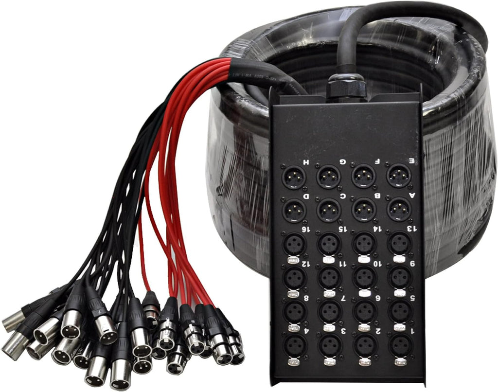 Seismic Audio 16-Kanal Low Profile XLR Sendewellenleiter, XLR-Splitterkabel, 30 Meter
