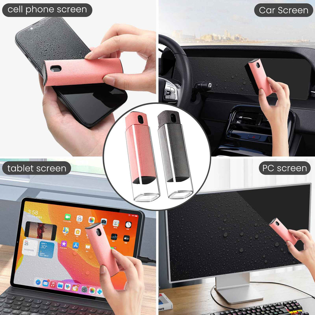 CUIUD Touchscreen Screen Cleaner Kit 2 Pcs, Phone, Tablet and Car Screen Cleaner, Two in One Spray and Microfiber Cloth(Grey&Pink)