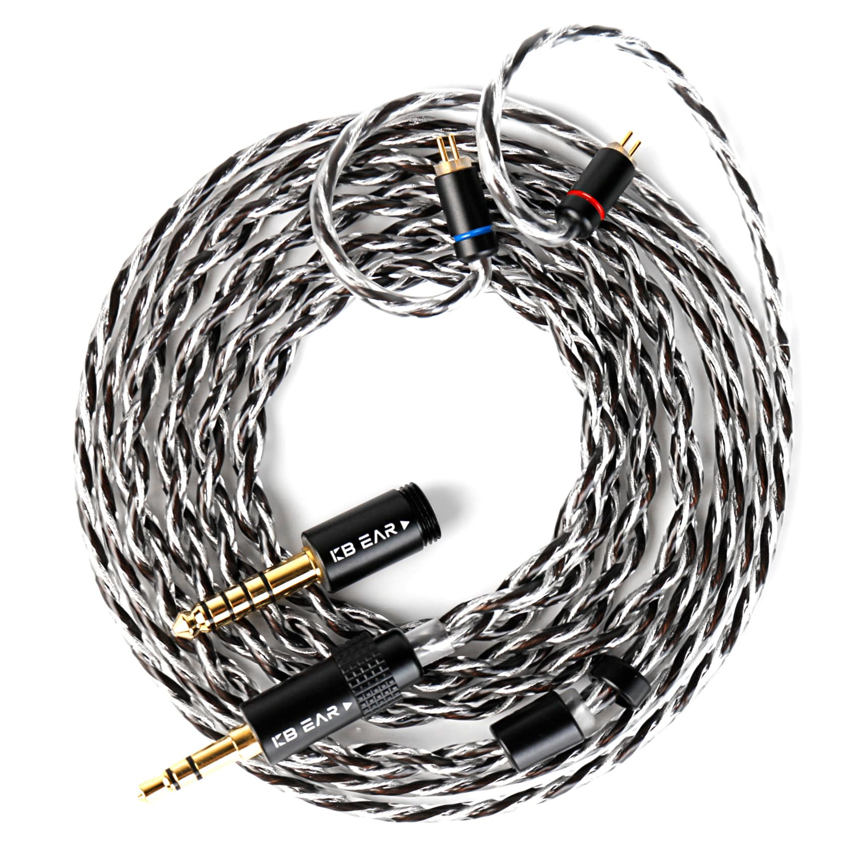 KBEAR P34 IEM Cable, 5N 2-Strands 98-Core OFC Silver-Plated HiFi Earphone Upgrade 2Pin Cable, Interchangeable 3.5mm/4.4mm Plug, in Ear Monitors Headphones Replacement Wire for Audiophile Musician
