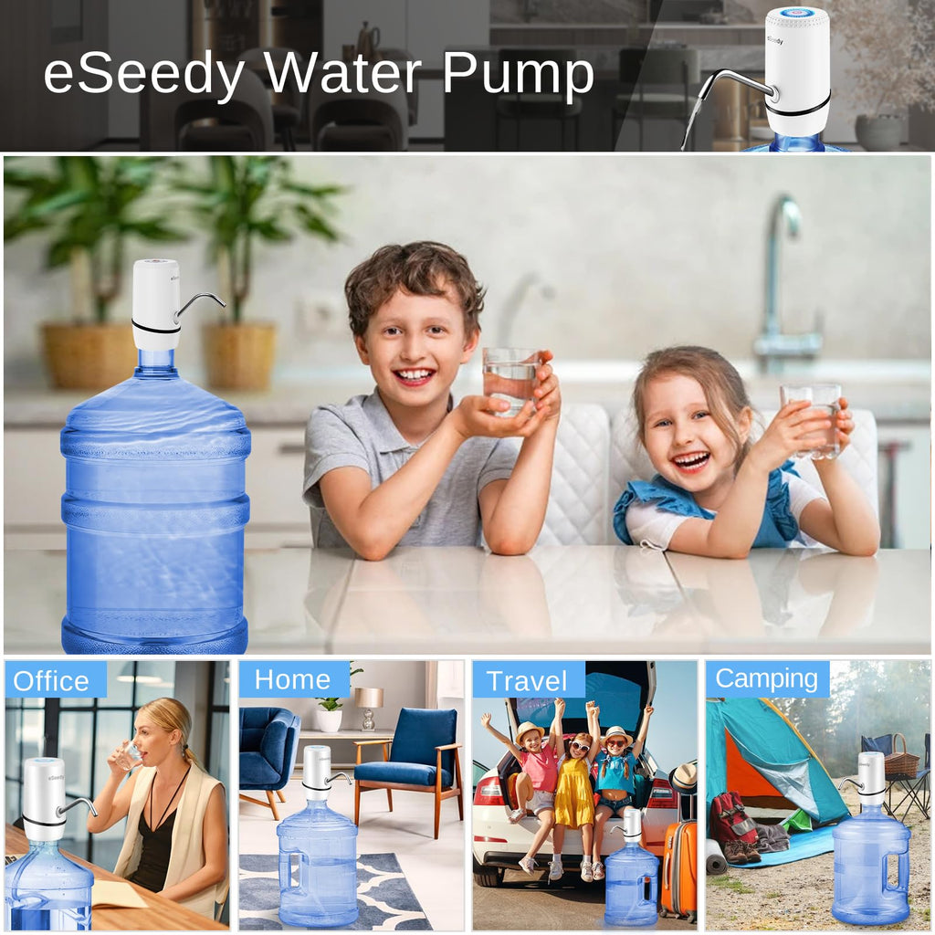 Electric water pump dispenser for bottled water, with stainless spout and clear hose