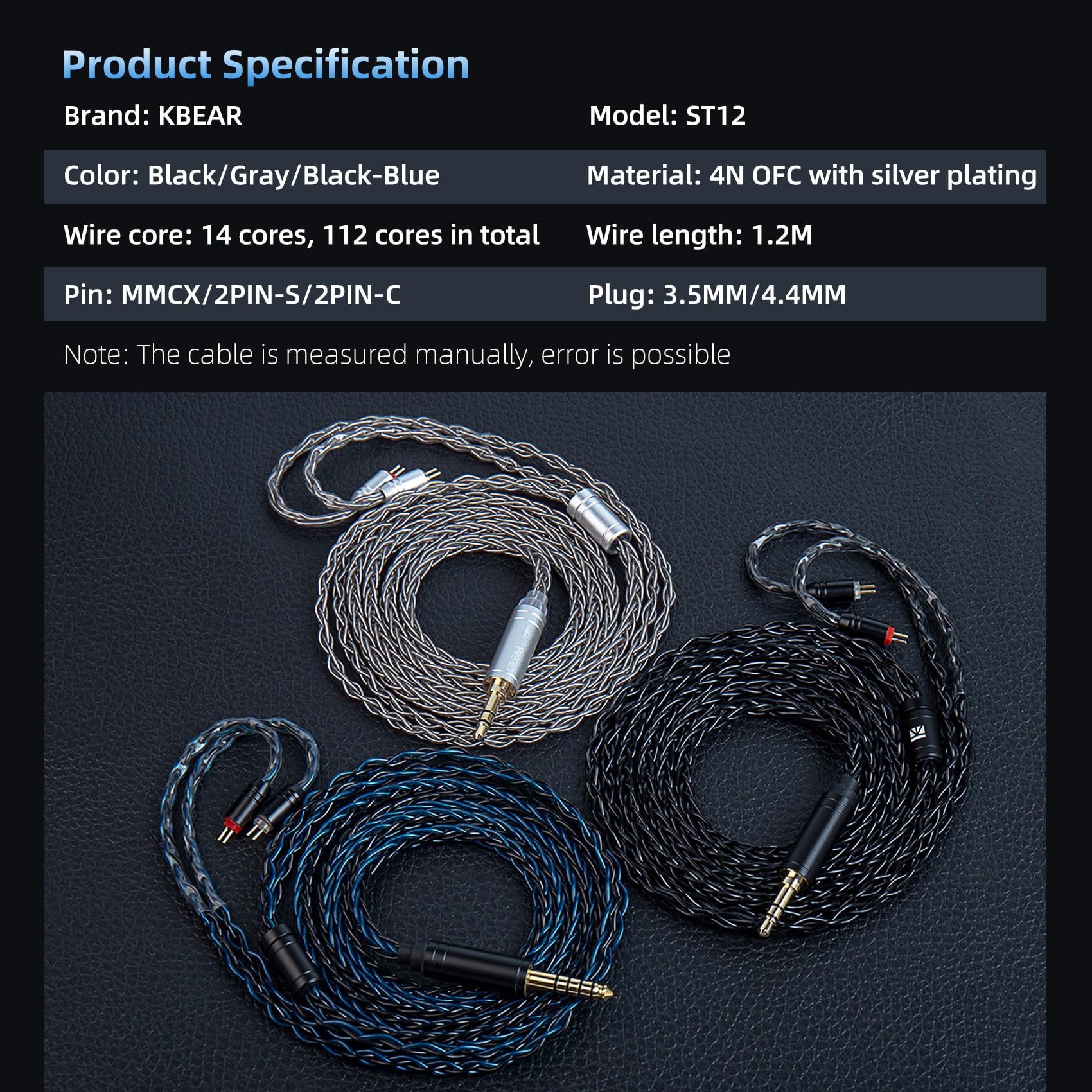 KZ CCA 2PIN IEM Earphone Cable, 4 Core High-Purity Copper Twisted IEMs Replacement Cable, Earbud Headphone Replacement Copper Extension Cable for KZ ZST ZSTX EDX ES4 AS10 CCA C10 C16 TRN V80 V90