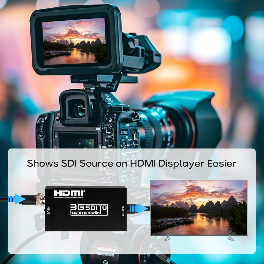 محول Boobrie من SDI إلى HDMI، محول صوت وفيديو بدقة Full HD 1080P يدعم تحويل SD/HD/3G-SDI إلى HDMI للشاشة والكاميرا وجهاز العرض