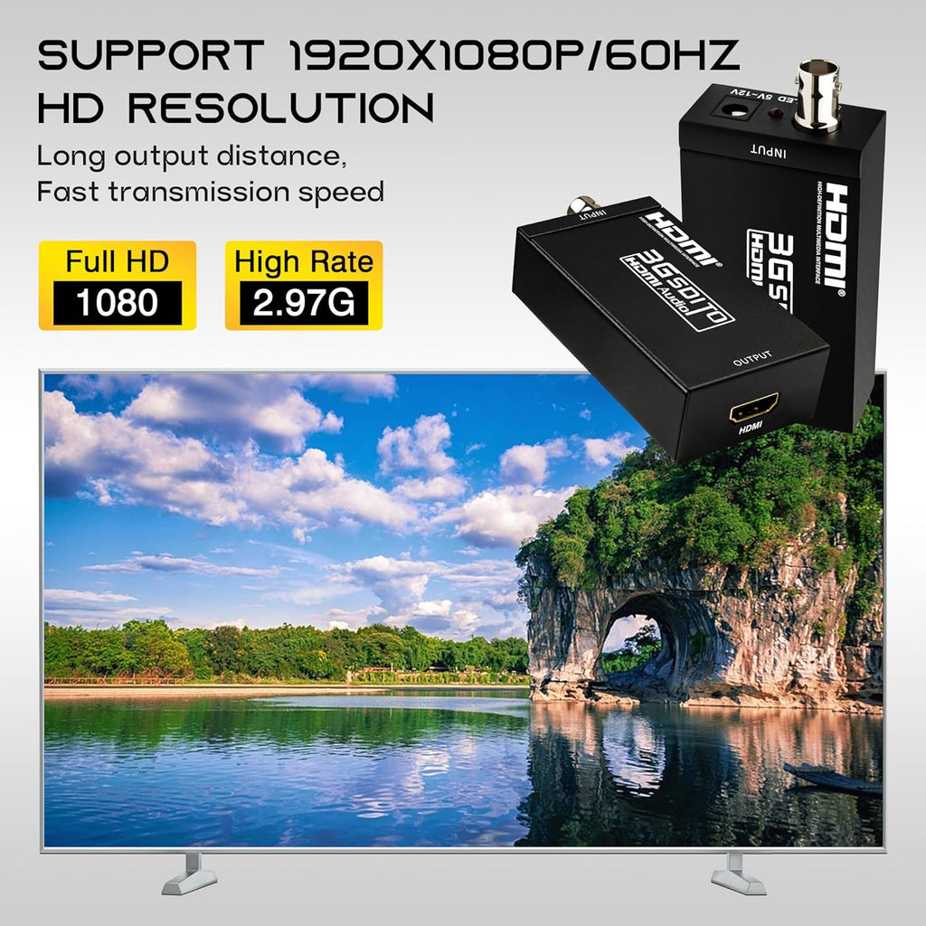 محول Boobrie من SDI إلى HDMI، محول صوت وفيديو بدقة Full HD 1080P يدعم تحويل SD/HD/3G-SDI إلى HDMI للشاشة والكاميرا وجهاز العرض