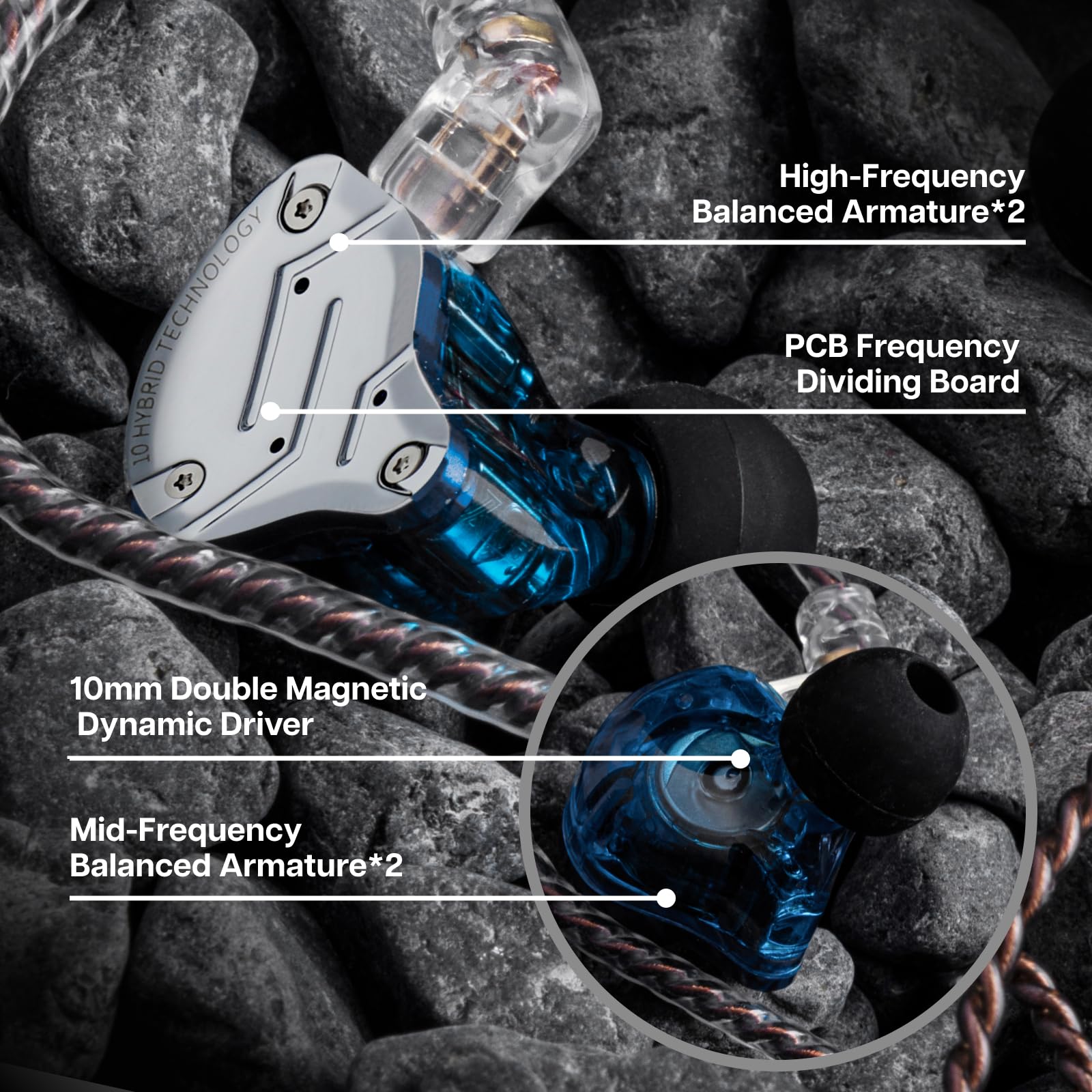 لينسول KZ ZS10 Pro، سماعات أذن داخلية مزودة بـ 4 محركات BA و1 محرك DD، سماعات سلكية هاي فاي، سماعات ألعاب، سماعات IEM هجينة مع لوحة وجه من الفولاذ المقاوم للصدأ، كابل قابل للفصل للموسيقيين (بدون ميكروفون، أسود)