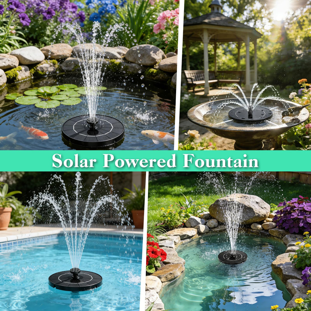 Solar Fountain Water Pump for Bird Bath, New Upgraded Mini Solar Powered Fountain Pump 1.5W Free Standing Solar Panel Kit Water Fountain for Garden, Pond, Pool, and Outdoor