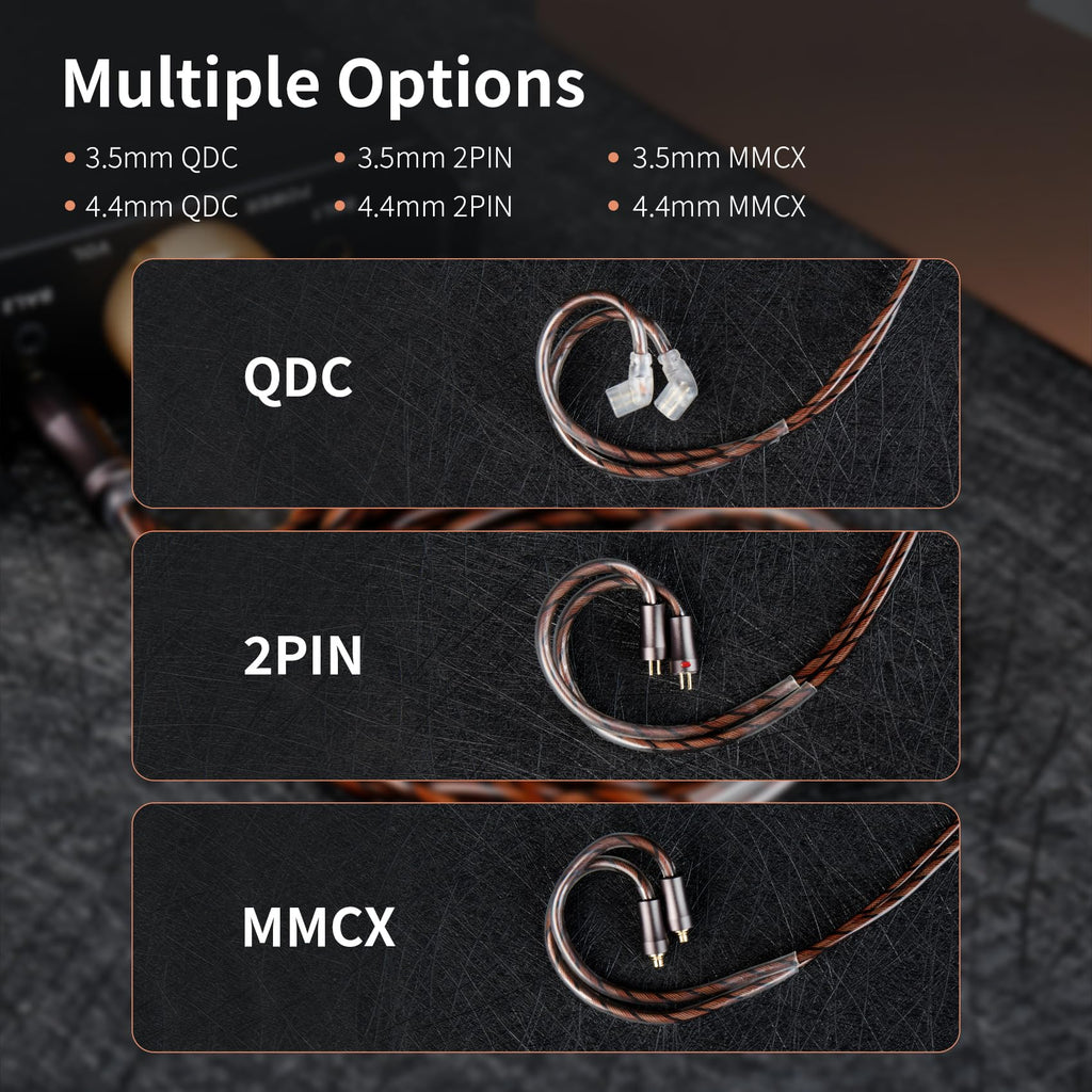 KBEAR P34 IEM Cable, 5N 2-Strands 98-Core OFC Silver-Plated HiFi Earphone Upgrade 2Pin Cable, Interchangeable 3.5mm/4.4mm Plug, in Ear Monitors Headphones Replacement Wire for Audiophile Musician