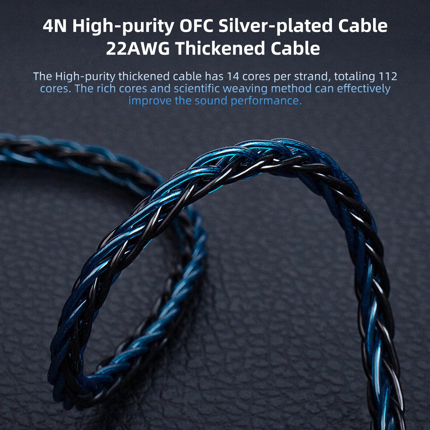 KBEAR ST16 Plus Long IEMs Earphone Cable with QDC-Type Pin for KZ ZSN/ZSN PRO /EDX PRO/ZS10 PRO/ZSN PRO X/ZS12 PRO X/ZSX/ZAS/ZVX/AS16/ZAR/DQS/ASX/D-Fi/Castor/PR2/PR3/ZEX CCA CRA/C12/C10PRO (QDC 3.5MM)