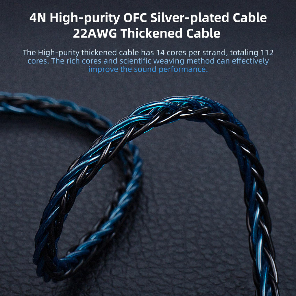 KZ CCA 2PIN IEM Earphone Cable, 4 Core High-Purity Copper Twisted IEMs Replacement Cable, Earbud Headphone Replacement Copper Extension Cable for KZ ZST ZSTX EDX ES4 AS10 CCA C10 C16 TRN V80 V90