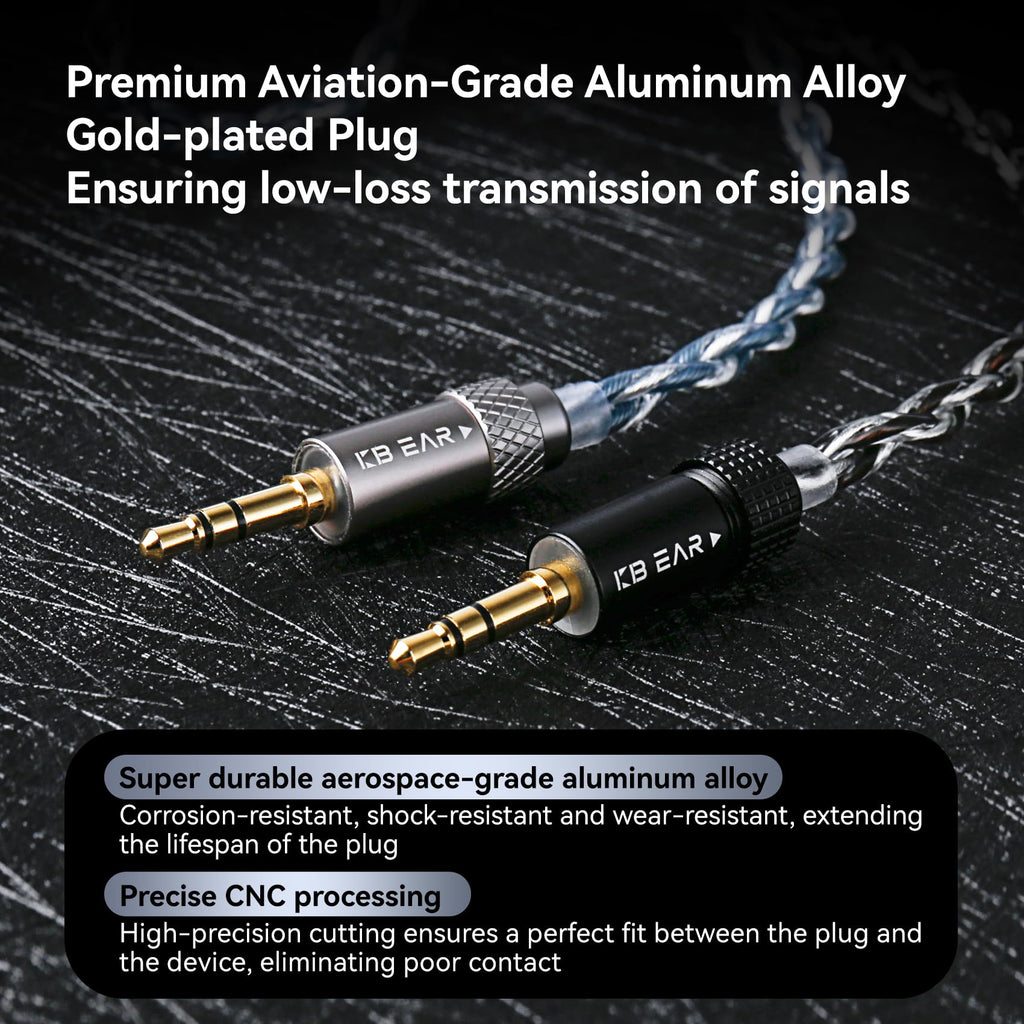 KBEAR P34 IEM Cable, 5N 2-Strands 98-Core OFC Silver-Plated HiFi Earphone Upgrade 2Pin Cable, Interchangeable 3.5mm/4.4mm Plug, in Ear Monitors Headphones Replacement Wire for Audiophile Musician
