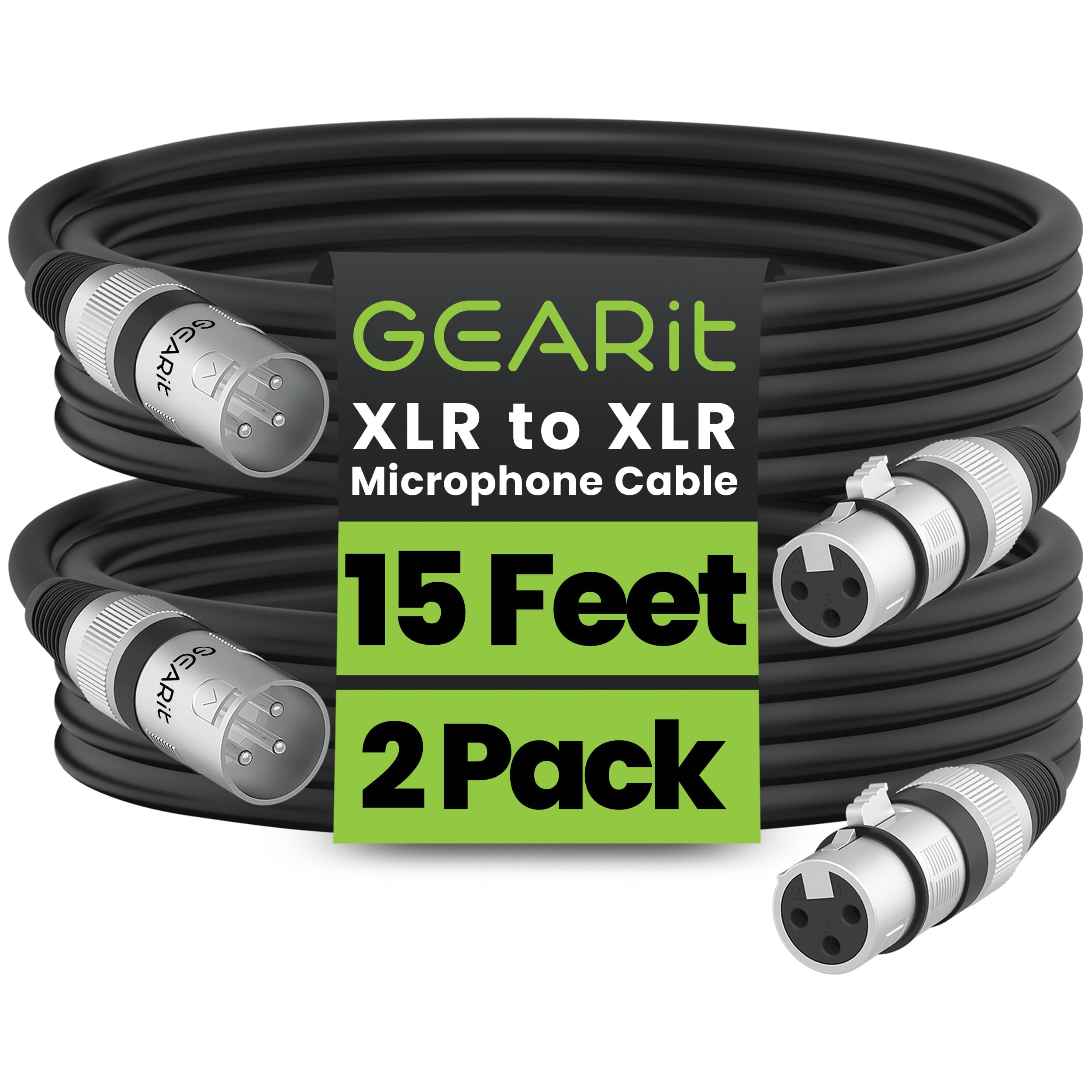 GEARit XLR Cables 20 ft 6 Pack, XLR Male to Female Microphone Cable, Balanced Shielded Mic Cable with Copper Conductors for Recording Studio, Podcast Setup, Stage Audio, Live Sound