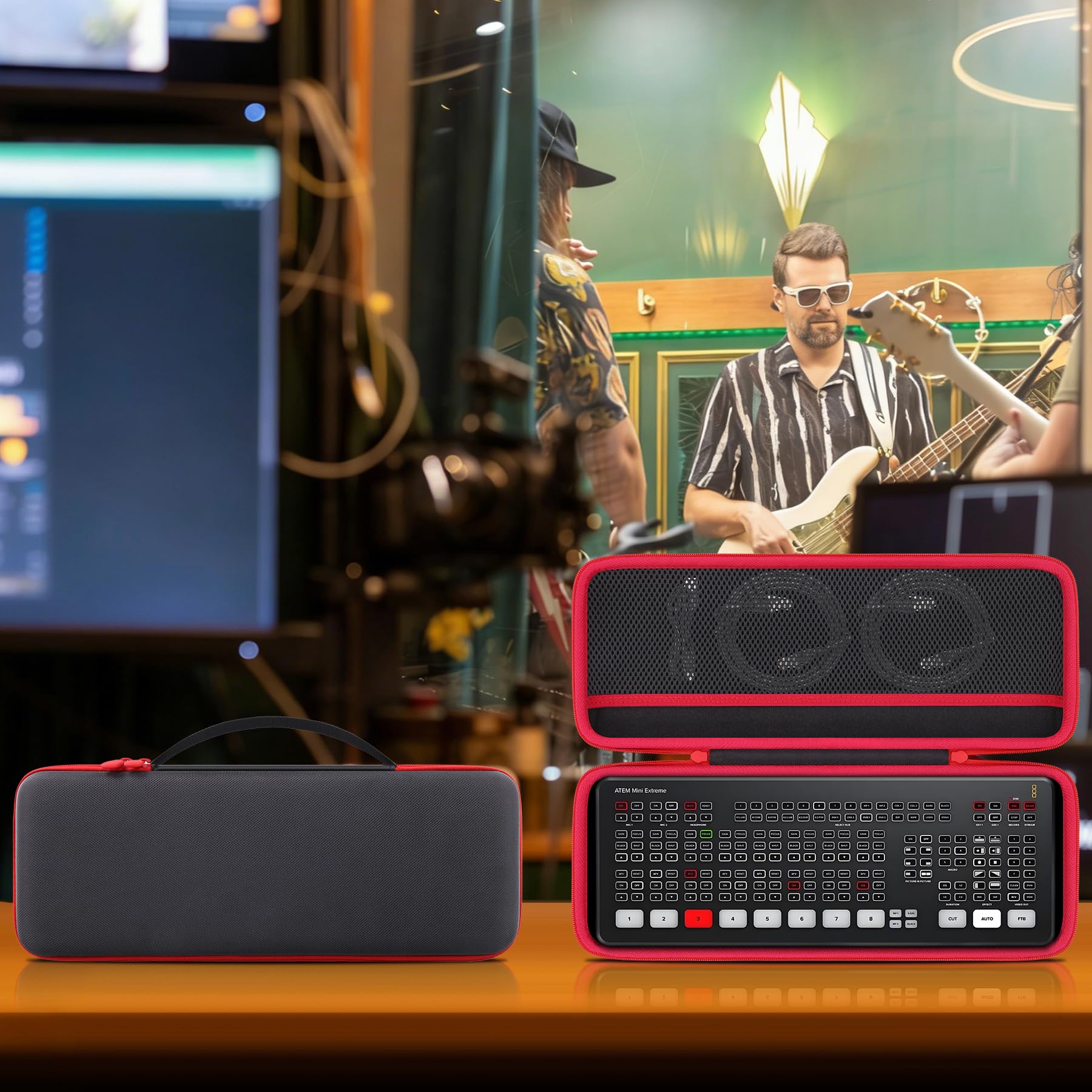 حافظة صلبة متينة co2CREA متوافقة مع Blackmagic Design ATEM Mini Extreme و ATEM Mini Extreme ISO، حافظة تخزين واقية لمبدل ATEM HDMI لمزج الفيديو والبث المباشر