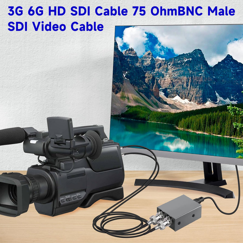 كابل فيديو Superbat بطول 2 قدم BNC ذكر إلى ذكر HD HDSDI 3G 4K 6K لمحول مقسم شاشة محول تبديل، يدعم فيديو HD-SDI/3G-SDI (عبوة من قطعتين)