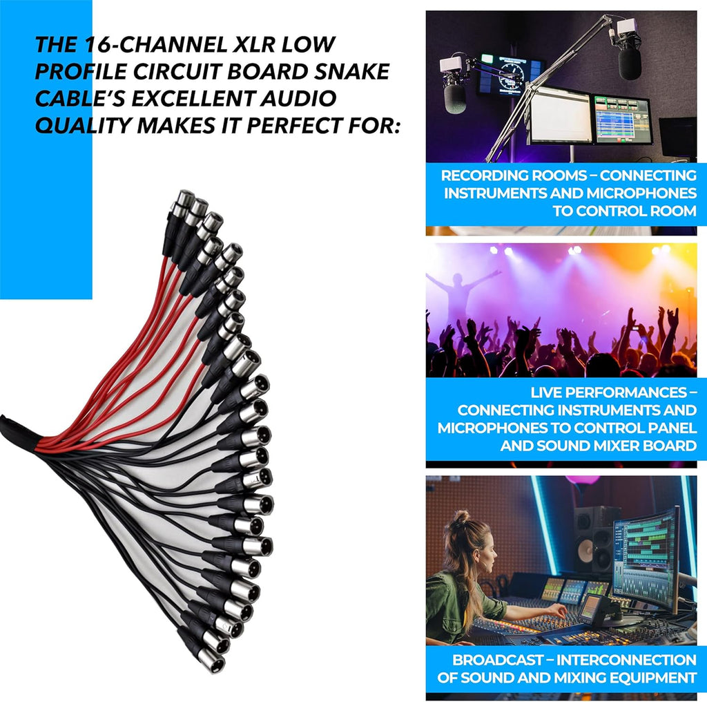 Seismic Audio 16-Kanal Low Profile XLR Sendewellenleiter, XLR-Splitterkabel, 30 Meter