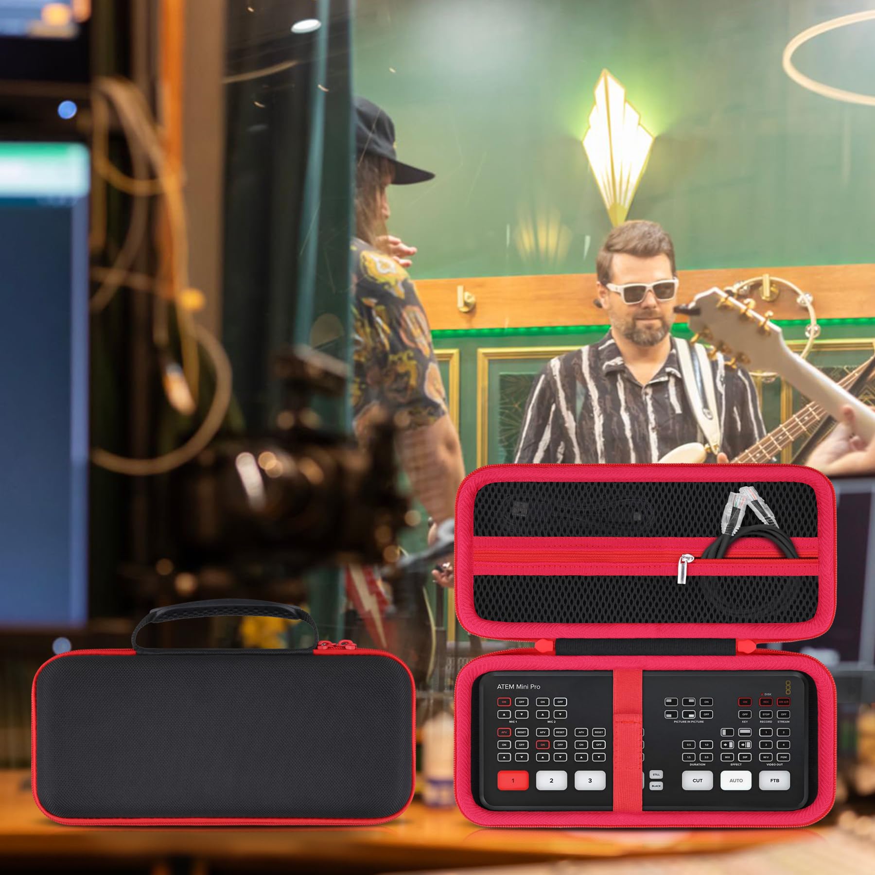 حافظة صلبة متينة co2CREA متوافقة مع Blackmagic Design ATEM Mini Extreme و ATEM Mini Extreme ISO، حافظة تخزين واقية لمبدل ATEM HDMI لمزج الفيديو والبث المباشر