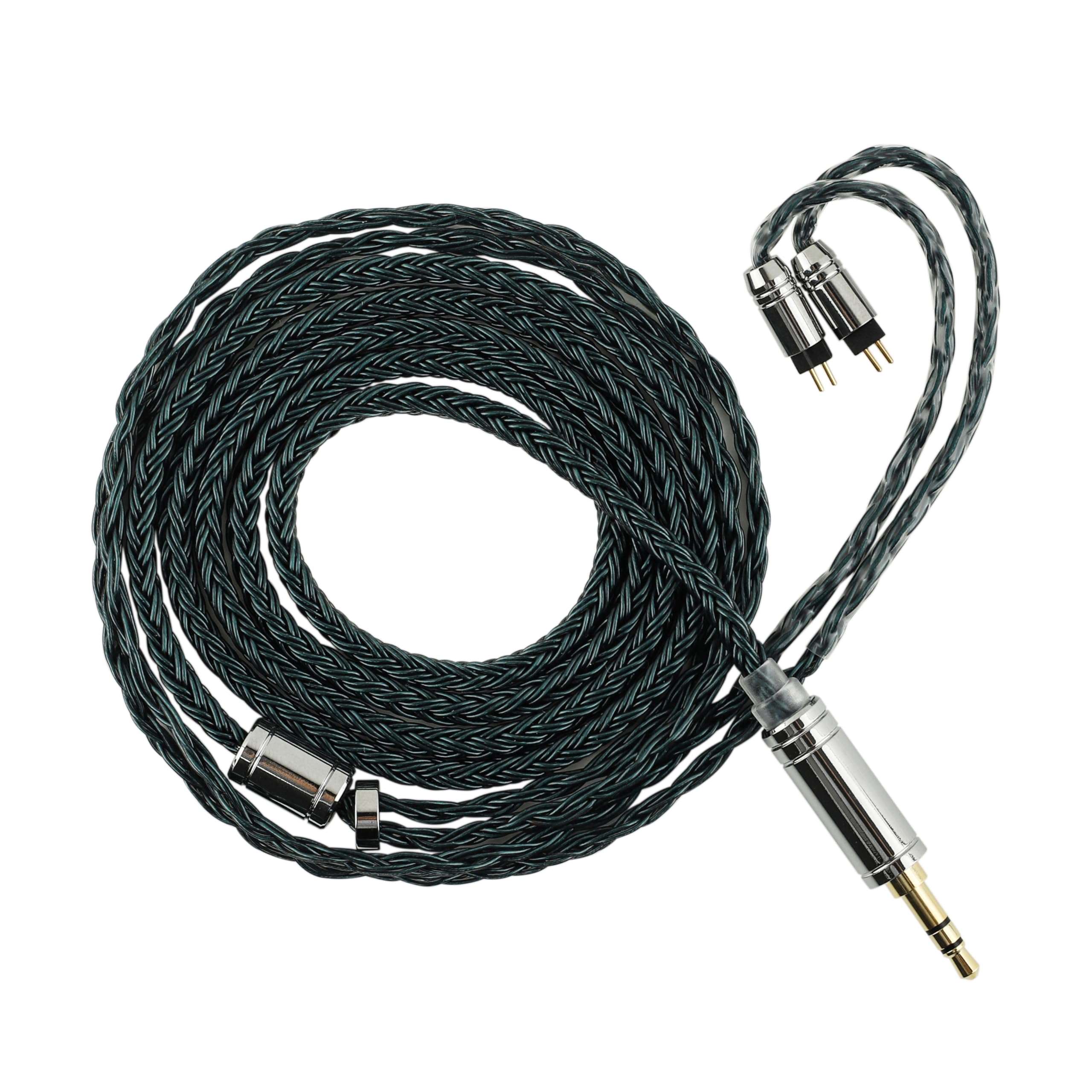 Linsoul Tripowin Zonie IEM Cable, 16 Core Silver Plated Earphone Upgraded Cords, 1.25m SPC in Ear Monitor Cable for 7hz Zero:2 Orchestra Lite Cadenza Hype4 Supermix4(2pin 0.78mm, 4.4mm)(Grey)