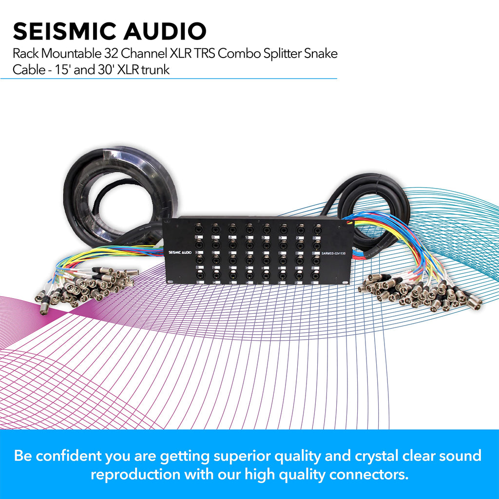 Seismic Audio SARMSS-16x515 Rackmount 16-Kanal XLR TRS Kombi Splitter Snake Kabel – 1,5 m & 4,5 m XLR-Kabelstränge