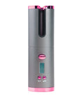 Automatic hair curler, gray body with pink display and two control buttons