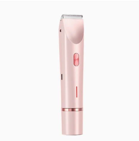 2-in-1 electric hair removal trimmer, pink handheld with retractable razor blade