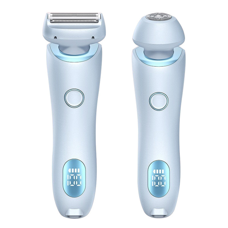 Two-in-one hair removal epilator and trimmer, light blue handheld devices