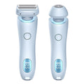 Two-in-one hair removal epilator and trimmer, light blue handheld devices