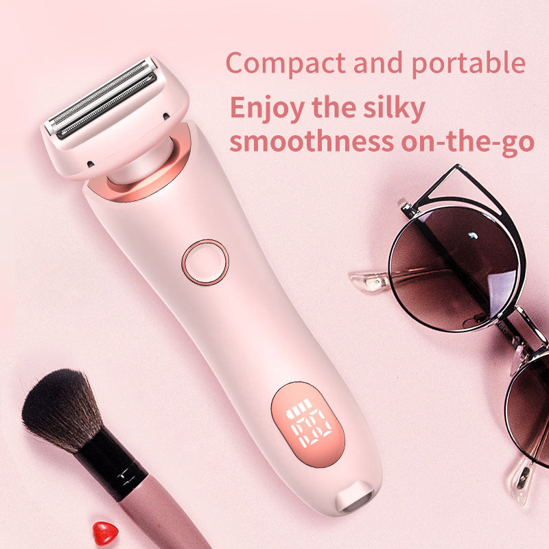 Two-in-one hair trimmer epilator with detachable head, pink handheld device