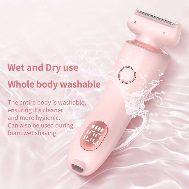 Two-in-one wet and dry hair trimmer epilator, pink handheld device