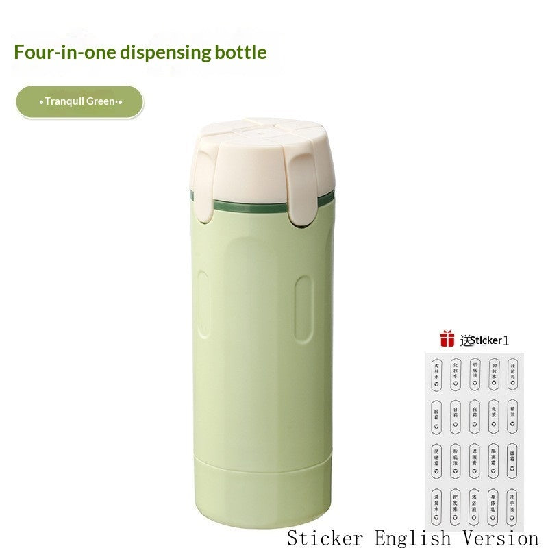 4-in-1 dispensing bottle, light green, with English label stickers included